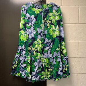 American Eagle Outfitters Green Floral Tiered Maxi Skirt